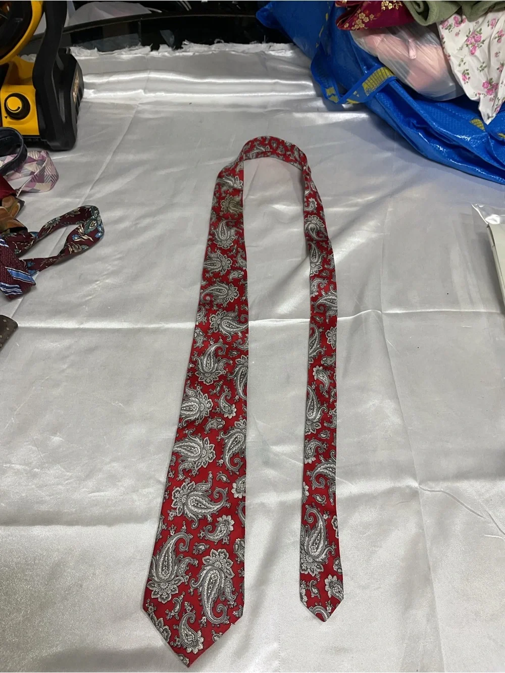 Men's Paisley Skinny Tie in Red - Unbranded